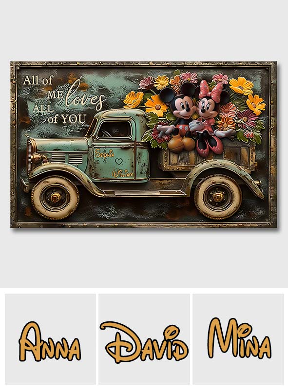 Personalized Mickey Mouse Canvas Print Custom Name Gift for Couples Canvas And Poster GradoCreations