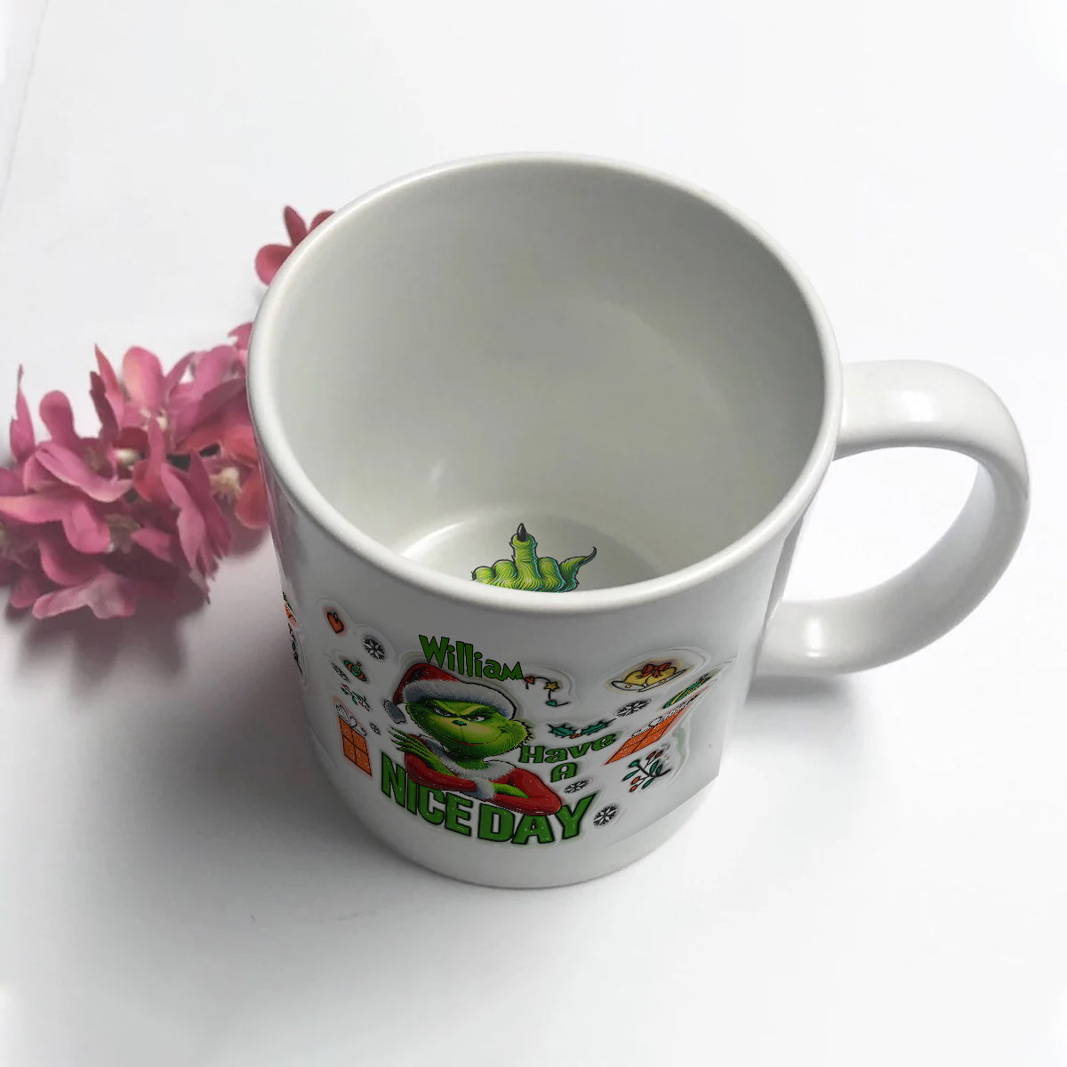 Personalized Christmas Hidden Message Mug with Grinch Design Hidden Message Mug GradoCreations