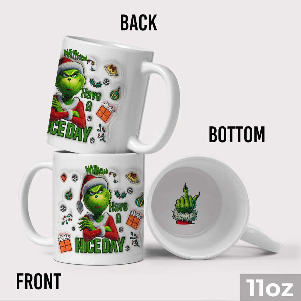 Personalized Christmas Hidden Message Mug with Grinch Design Hidden Message Mug GradoCreations