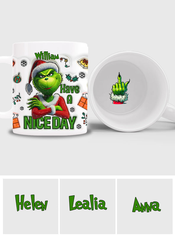 Personalized Christmas Hidden Message Mug with Grinch Design Hidden Message Mug GradoCreations