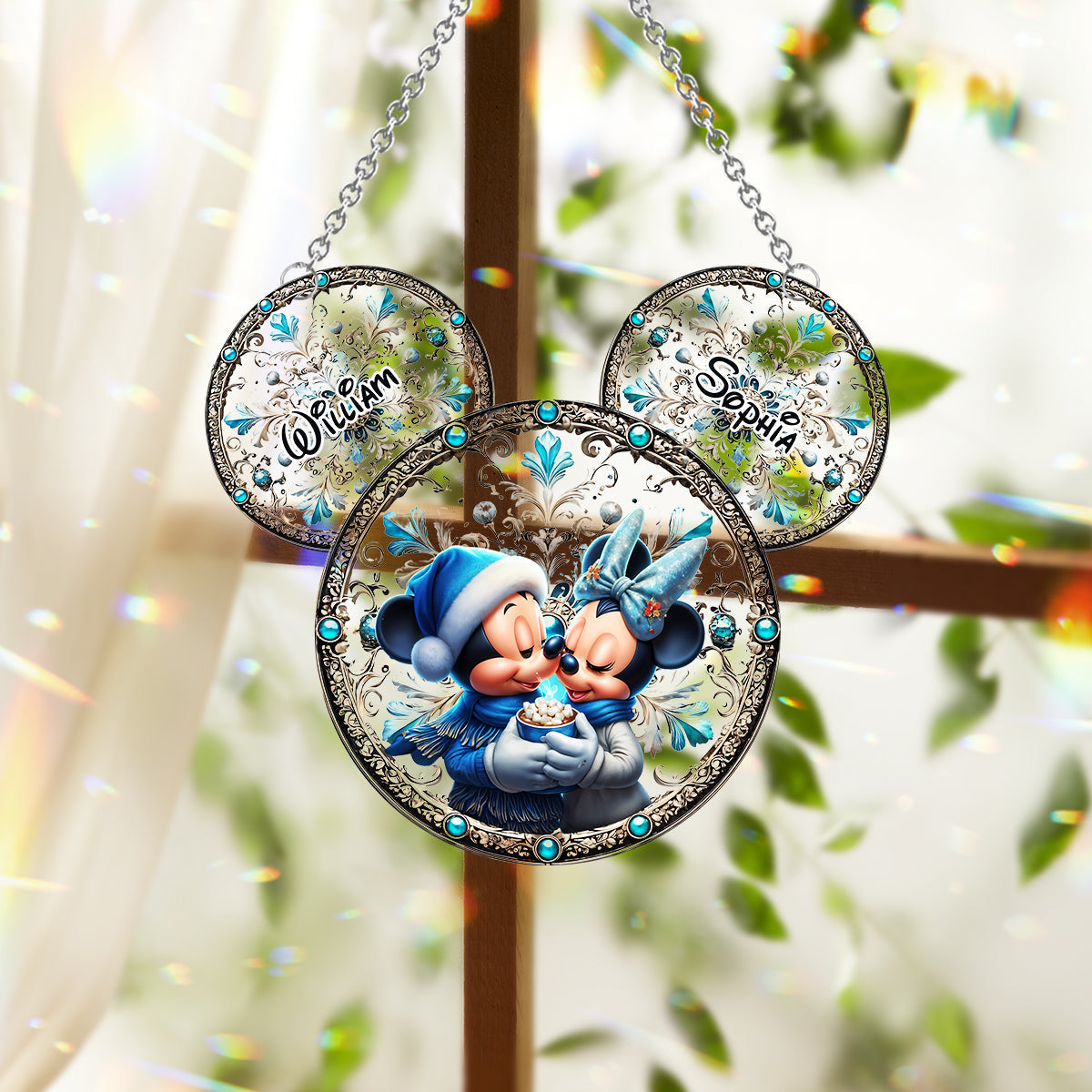 Personalized Mouse Couple Window Hanging Suncatcher Gift Window Hanging Suncatcher Ornament GradoCreations