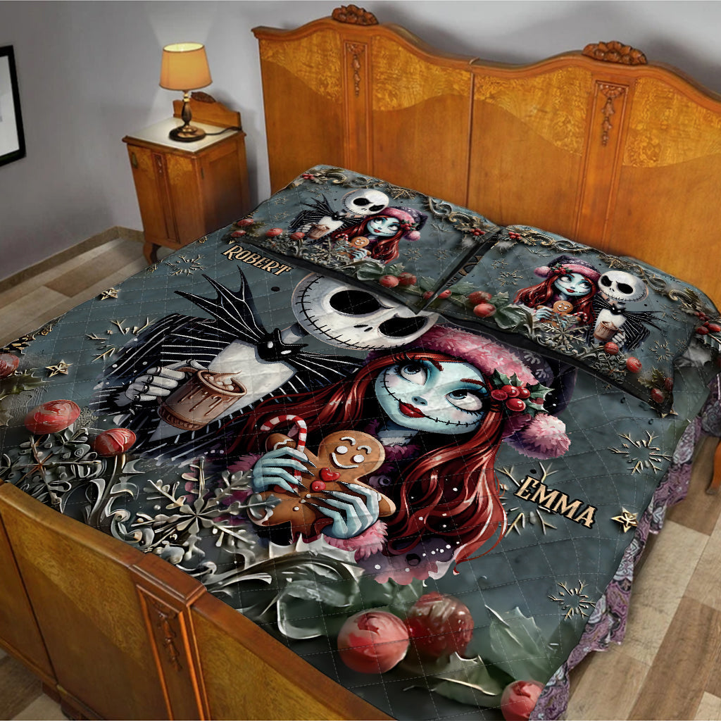 Personalized Nightmare Quilt Set for Couples | Custom Name Gift Quilt Set GradoCreations