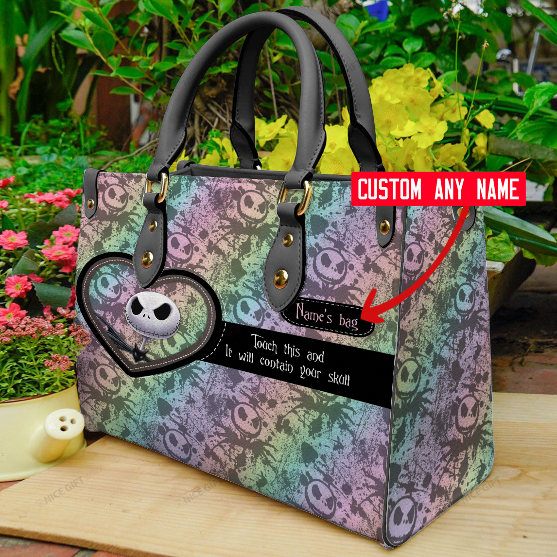 Personalized Leather Handbag Custom Name Gothic Style Gift for Her Leather Handbag GradoCreations