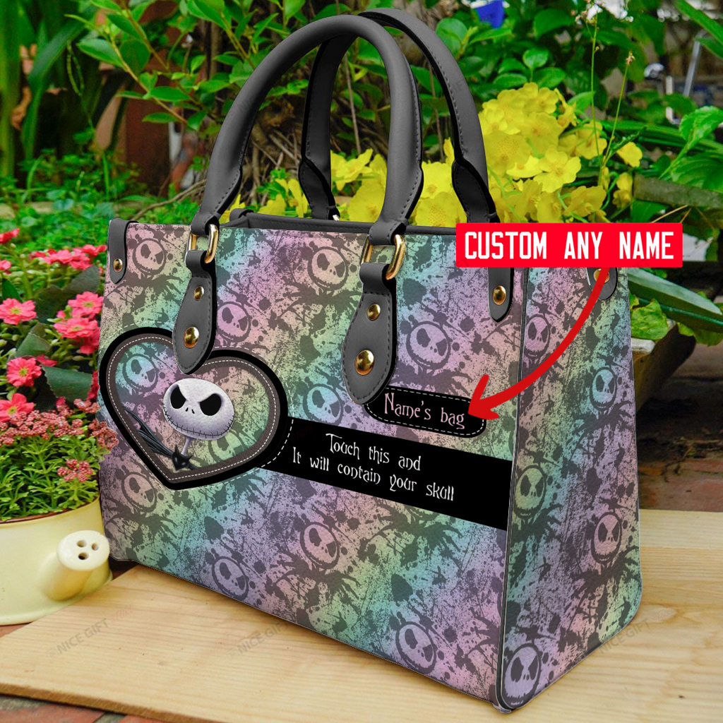 Personalized Leather Handbag Custom Name Gothic Style Gift for Her Leather Handbag GradoCreations
