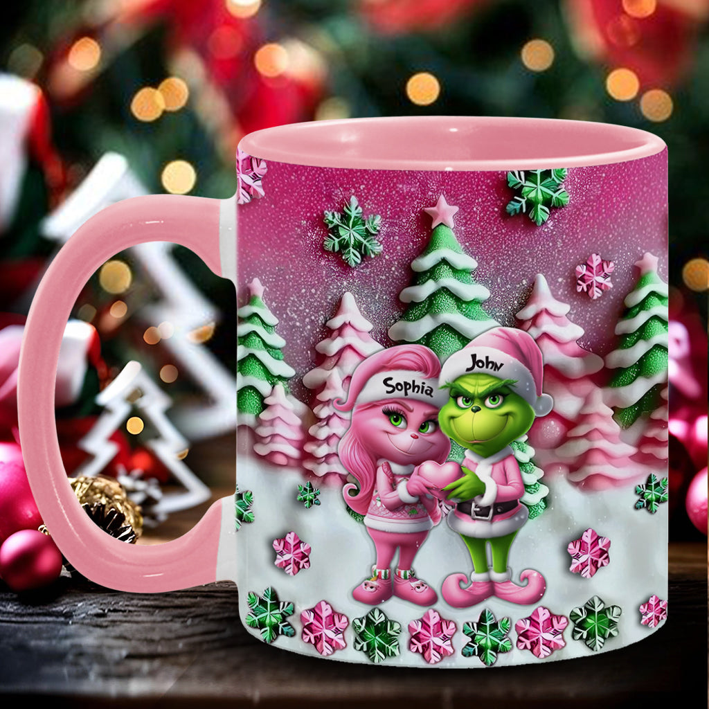 Personalized Grinch Accent Mug Custom Couple Christmas Gift Accent Mug GradoCreations