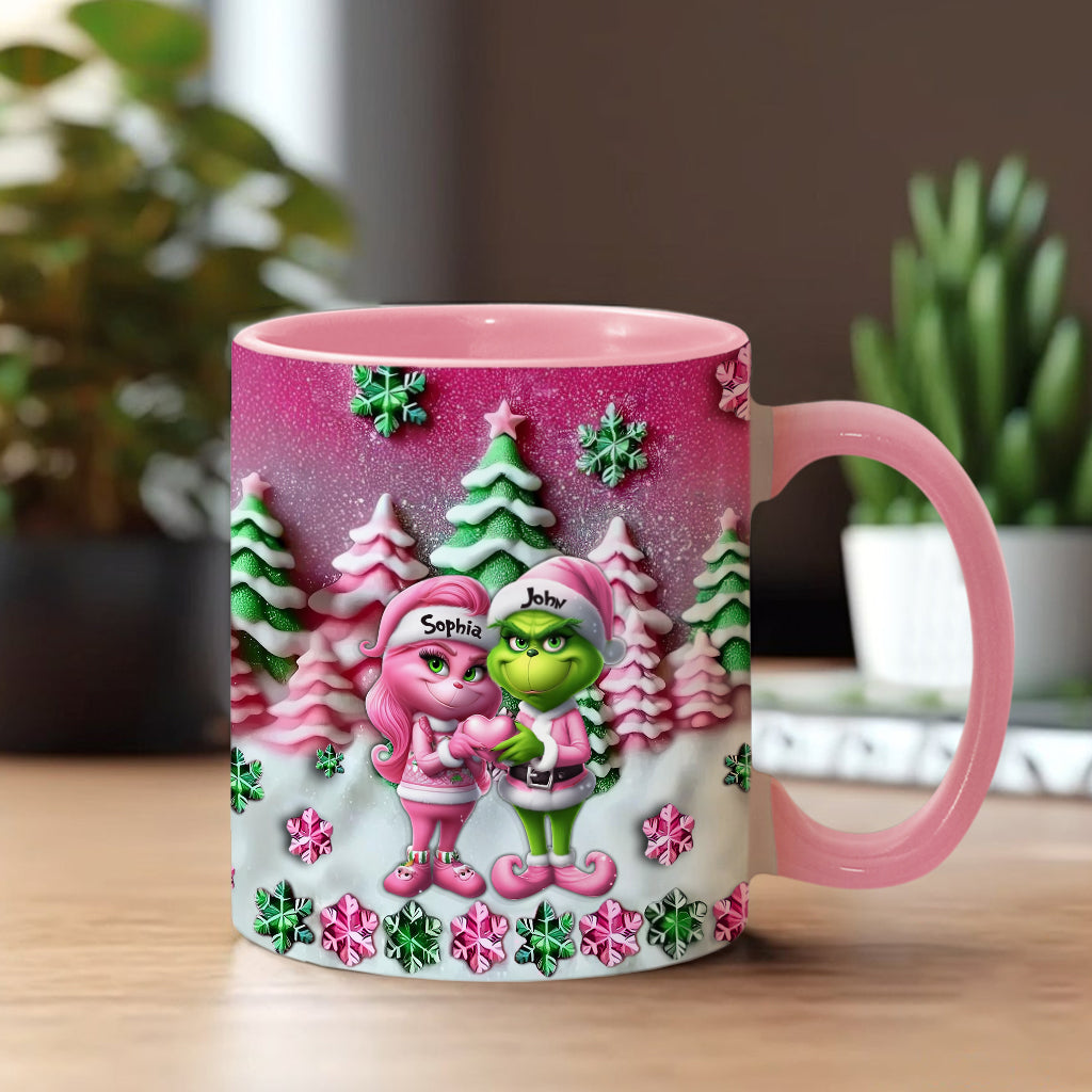 Personalized Grinch Accent Mug Custom Couple Christmas Gift Accent Mug GradoCreations
