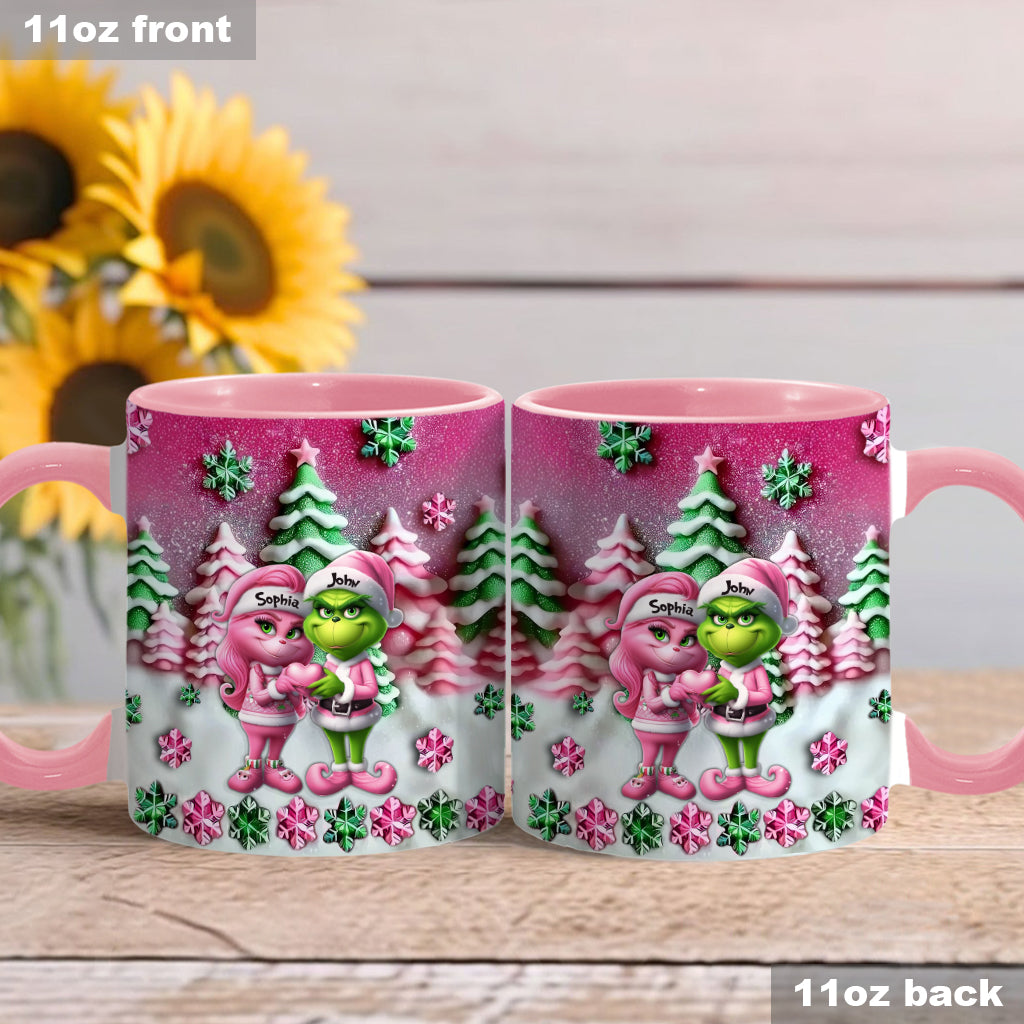 Personalized Grinch Accent Mug Custom Couple Christmas Gift Accent Mug GradoCreations