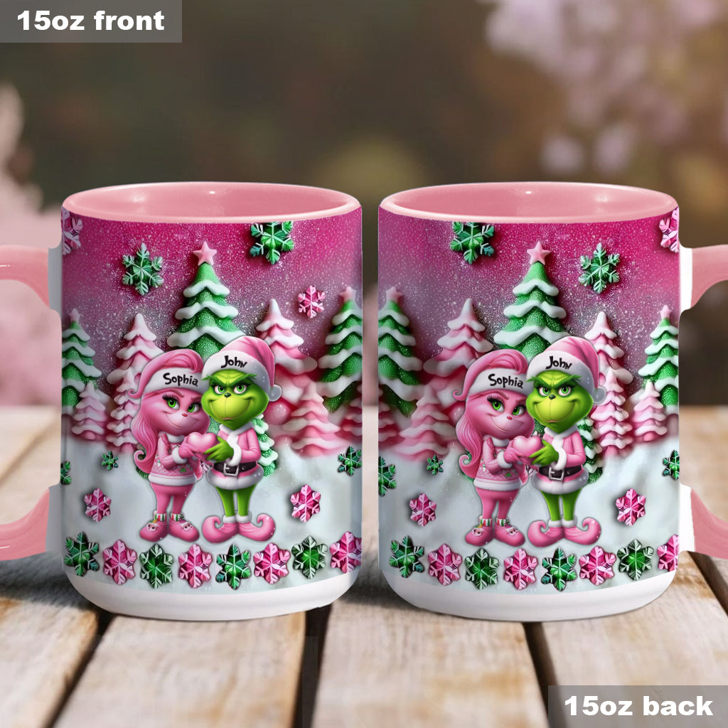 Personalized Grinch Accent Mug Custom Couple Christmas Gift Accent Mug GradoCreations