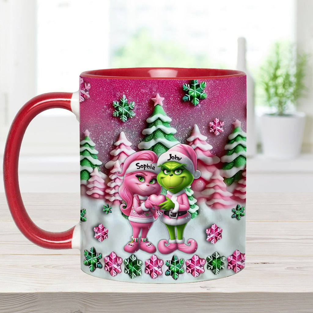 Personalized Grinch Accent Mug Custom Couple Christmas Gift Accent Mug GradoCreations