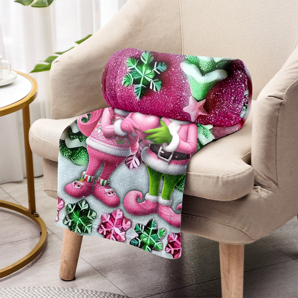 Personalized Grinch Couple Blanket Custom Name Gift for Christmas Blanket GradoCreations