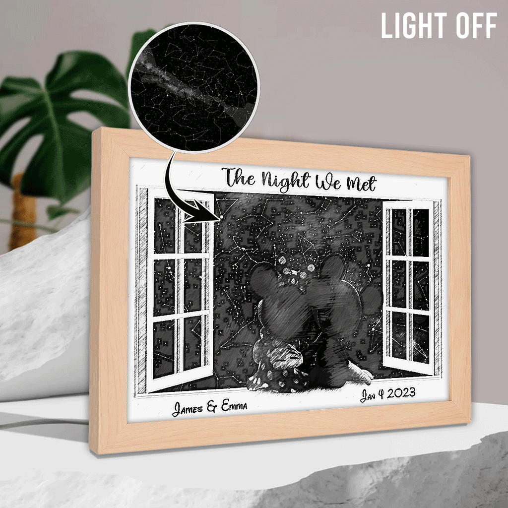 Personalized Night Star Map Light Photo Frame for Couples Light Photo Frame GradoCreations