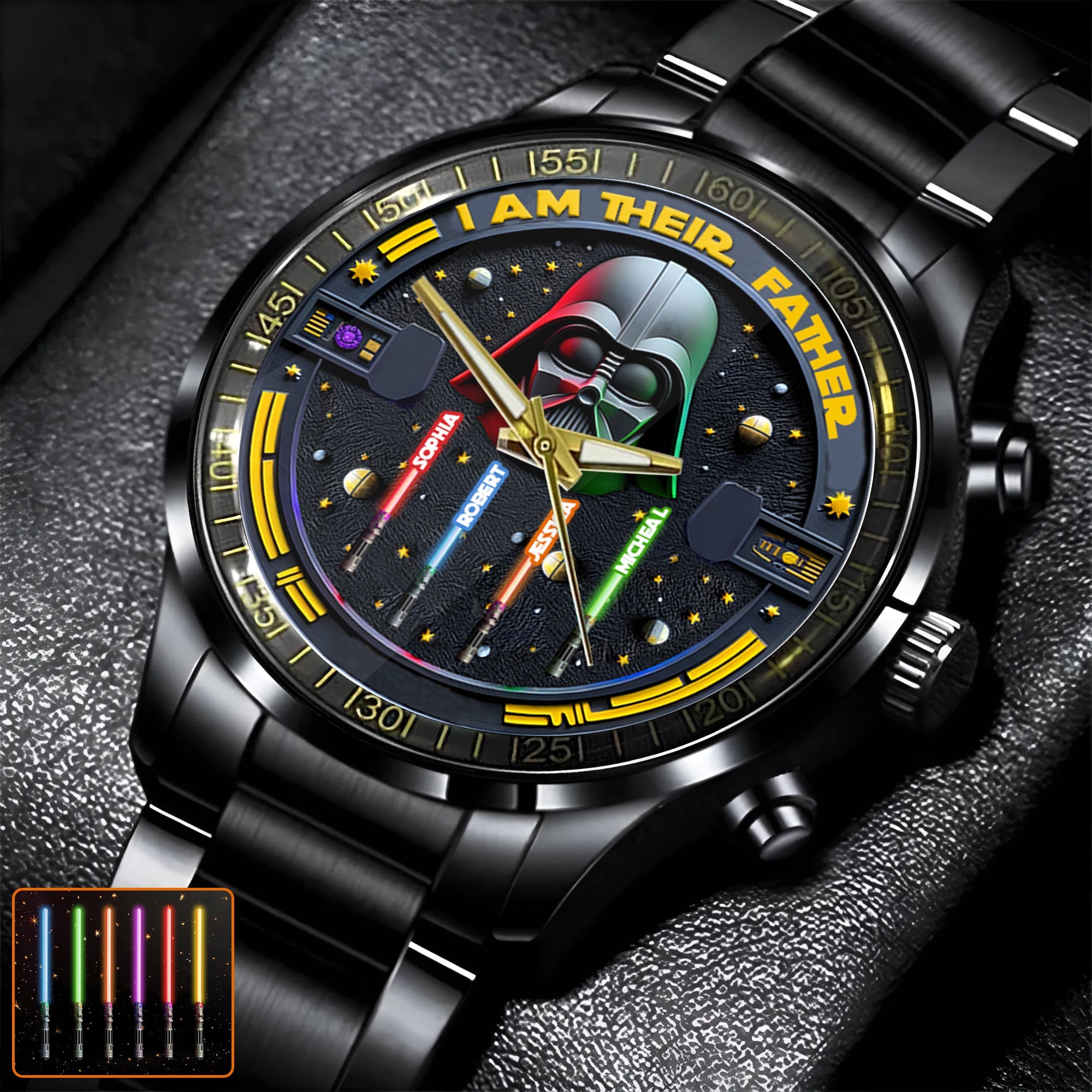 Personalized Star Wars Hand Watch Custom Names Gift for Dad Hand Watch GradoCreations