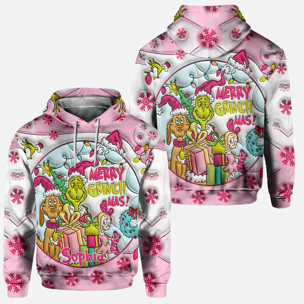 Personalized Pink Christmas Hoodie and Leggings Set Gift for Kids Hoodie & Leggings GradoCreations
