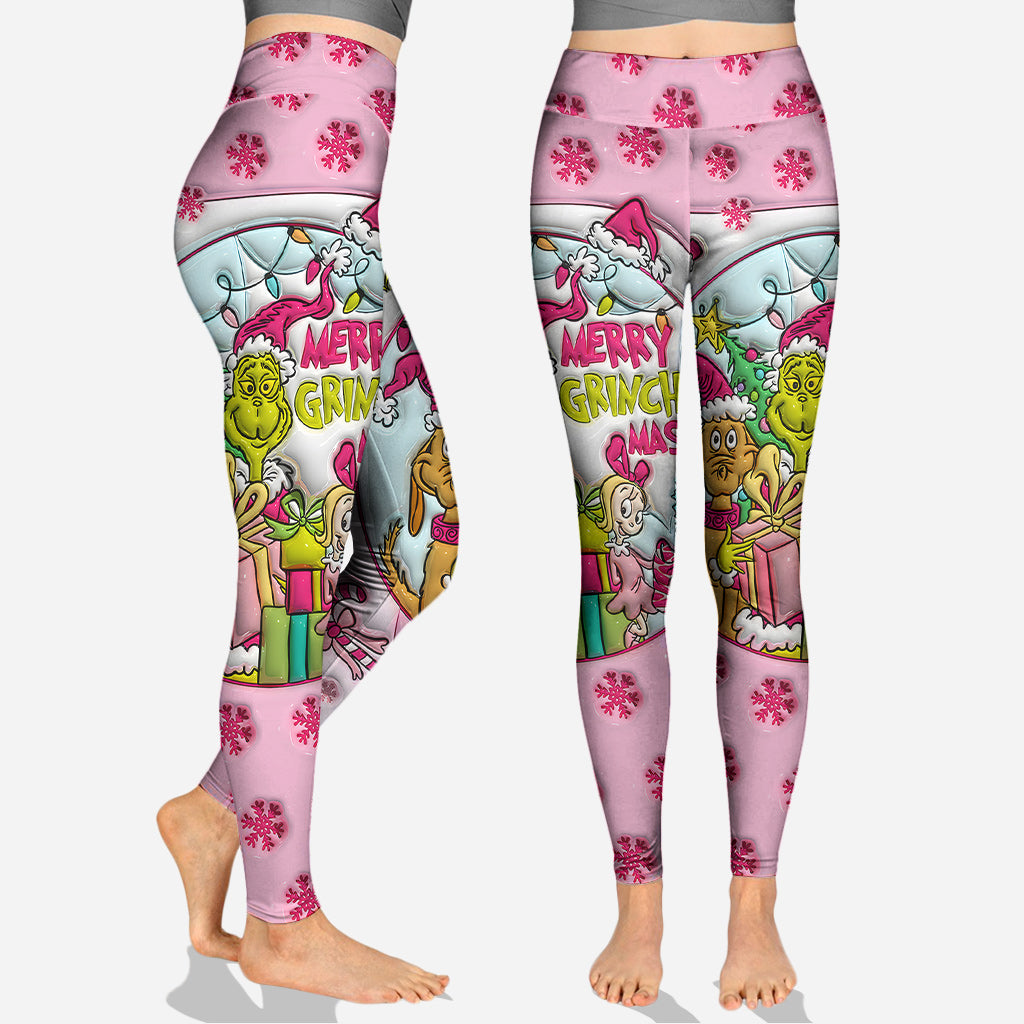Personalized Pink Christmas Hoodie and Leggings Set Gift for Kids Hoodie & Leggings GradoCreations