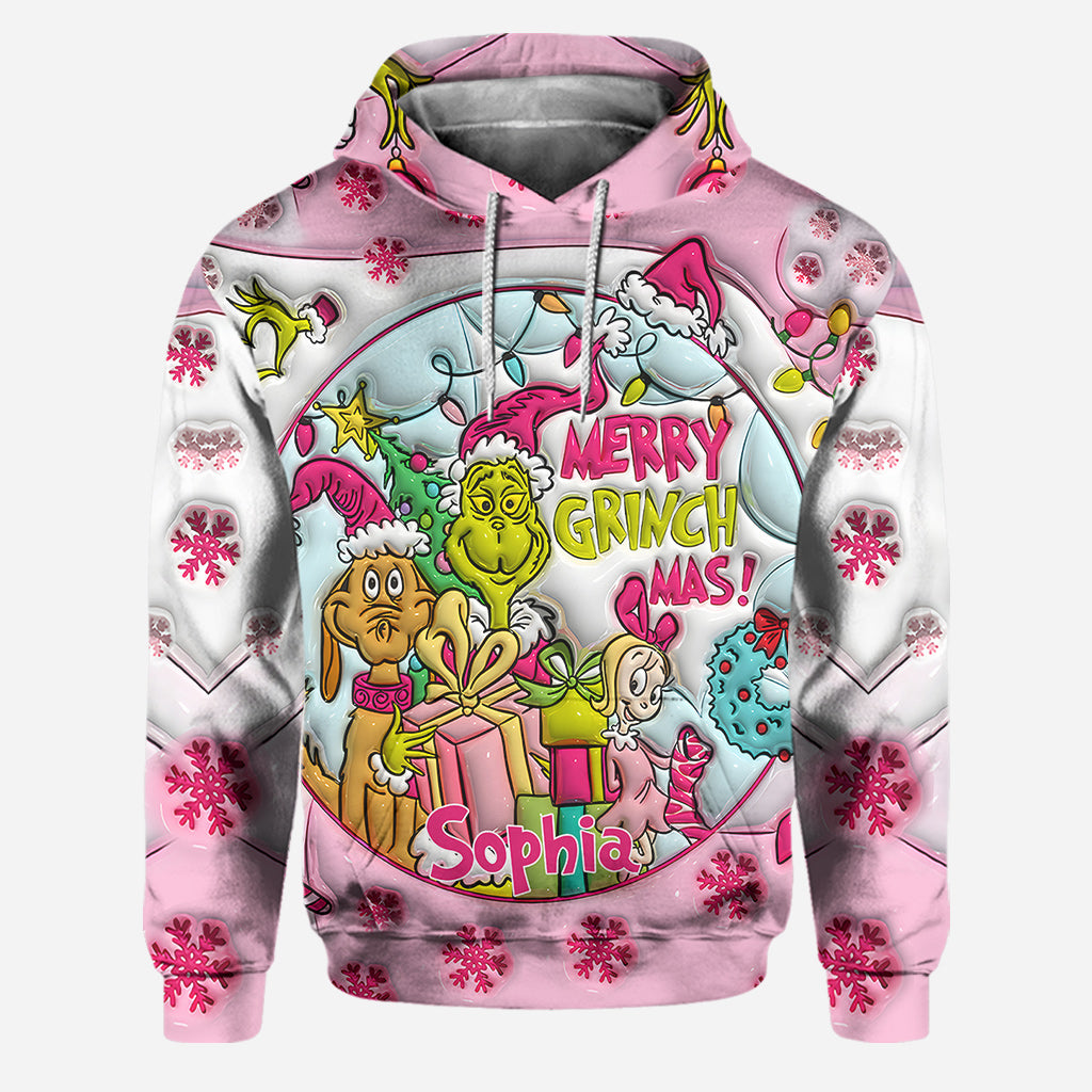Personalized Pink Christmas Hoodie and Leggings Set Gift for Kids Hoodie & Leggings GradoCreations