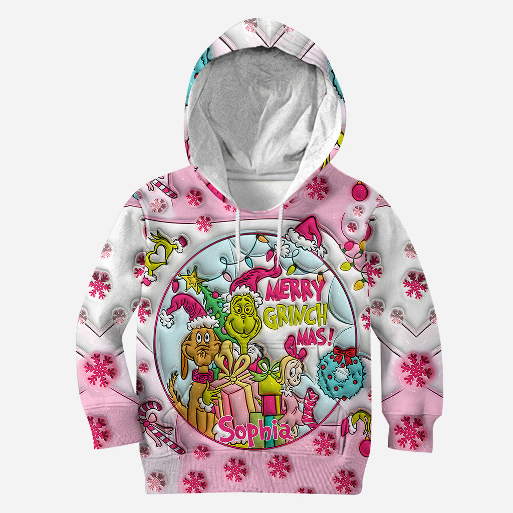Personalized Pink Christmas Hoodie and Leggings Set Gift for Kids Hoodie & Leggings GradoCreations