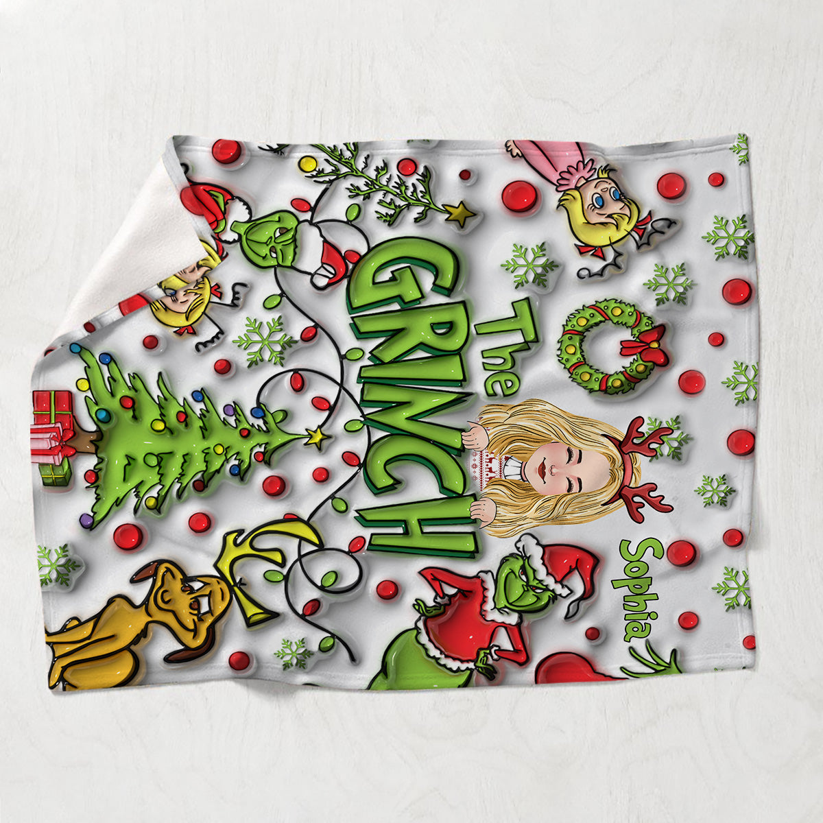 Personalized Grinch Blanket Custom Name Gift for Christmas Blanket GradoCreations