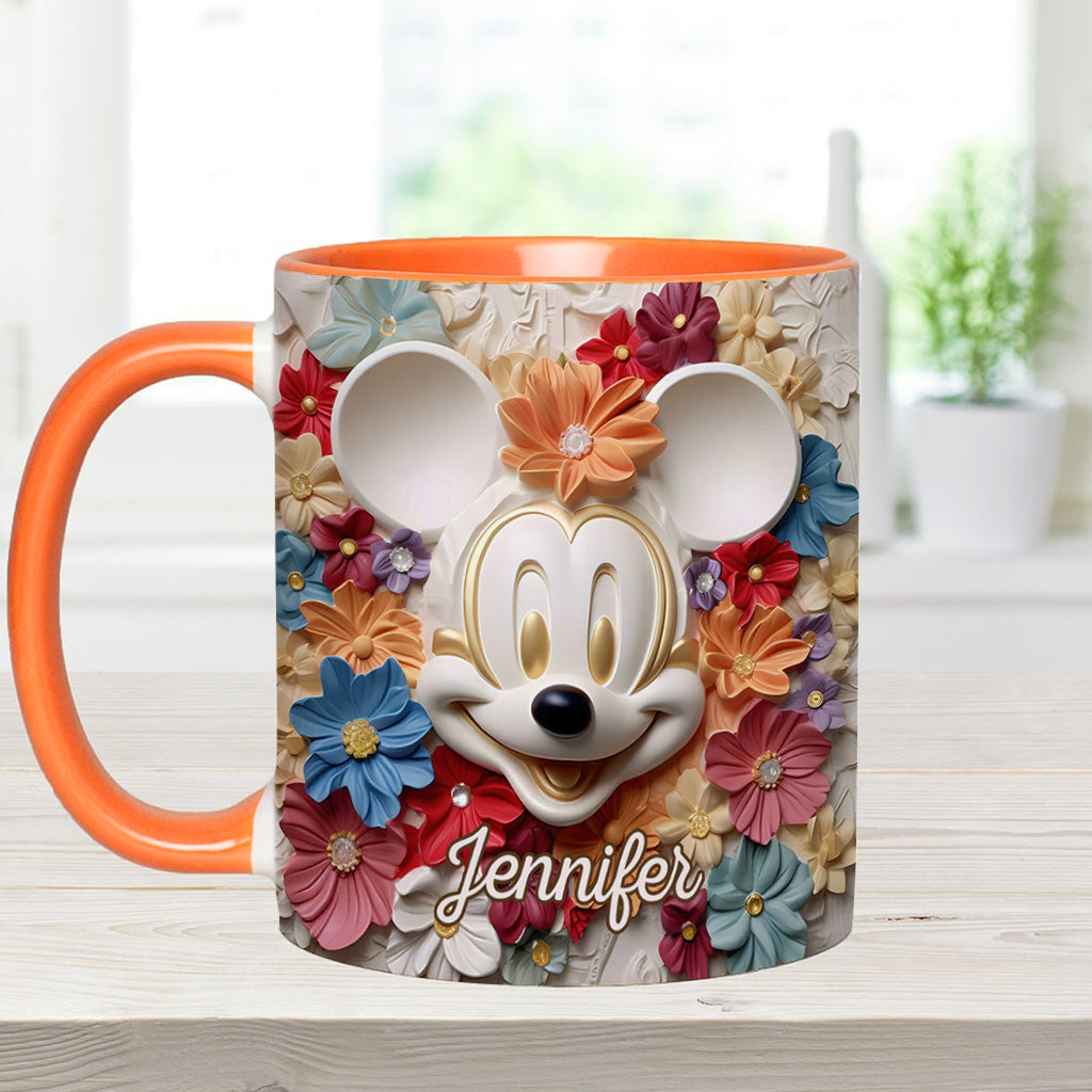 Personalized Floral Mouse Accent Mug Custom Name Gift for Mom Accent Mug GradoCreations