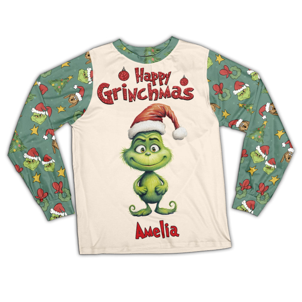 Personalized Grinch Christmas Pajama Set for Family | Custom Names Pajamas Set GradoCreations