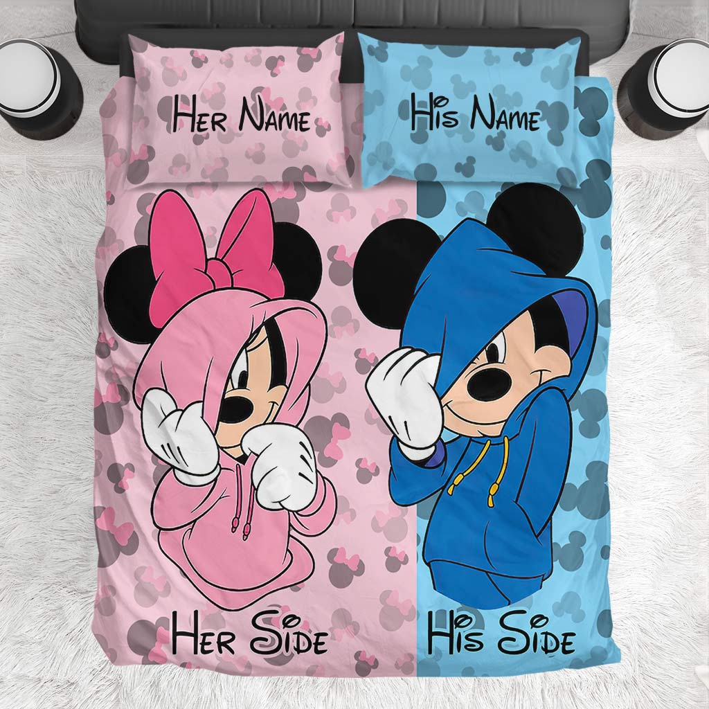Personalized Mouse Bedding Set with Custom Names for Couples Bedding Set GradoCreations