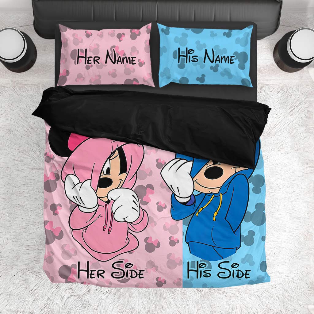 Personalized Mouse Bedding Set with Custom Names for Couples Bedding Set GradoCreations