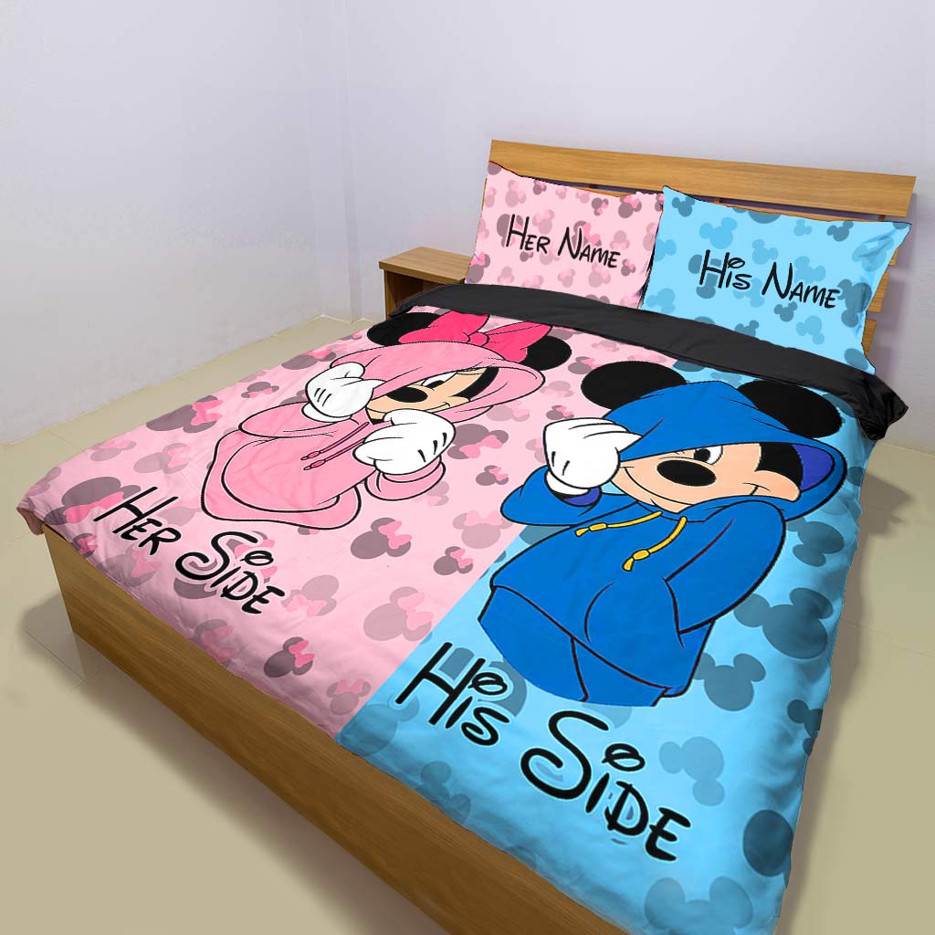 Personalized Mouse Bedding Set with Custom Names for Couples Bedding Set GradoCreations