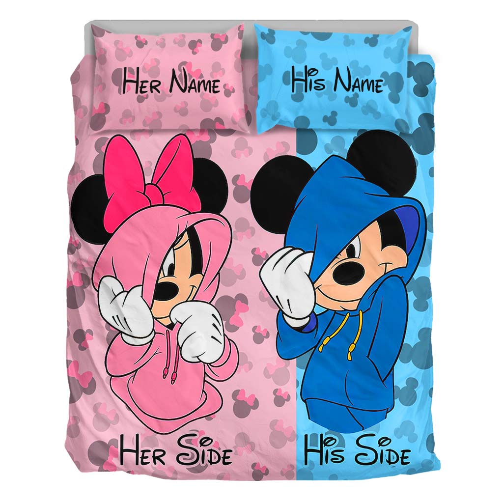 Personalized Mouse Bedding Set with Custom Names for Couples Bedding Set GradoCreations