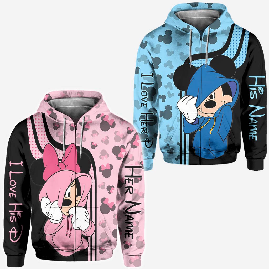Personalized Mickey Mouse Hoodie Custom Name Gift for Couples All Over Shirt GradoCreations