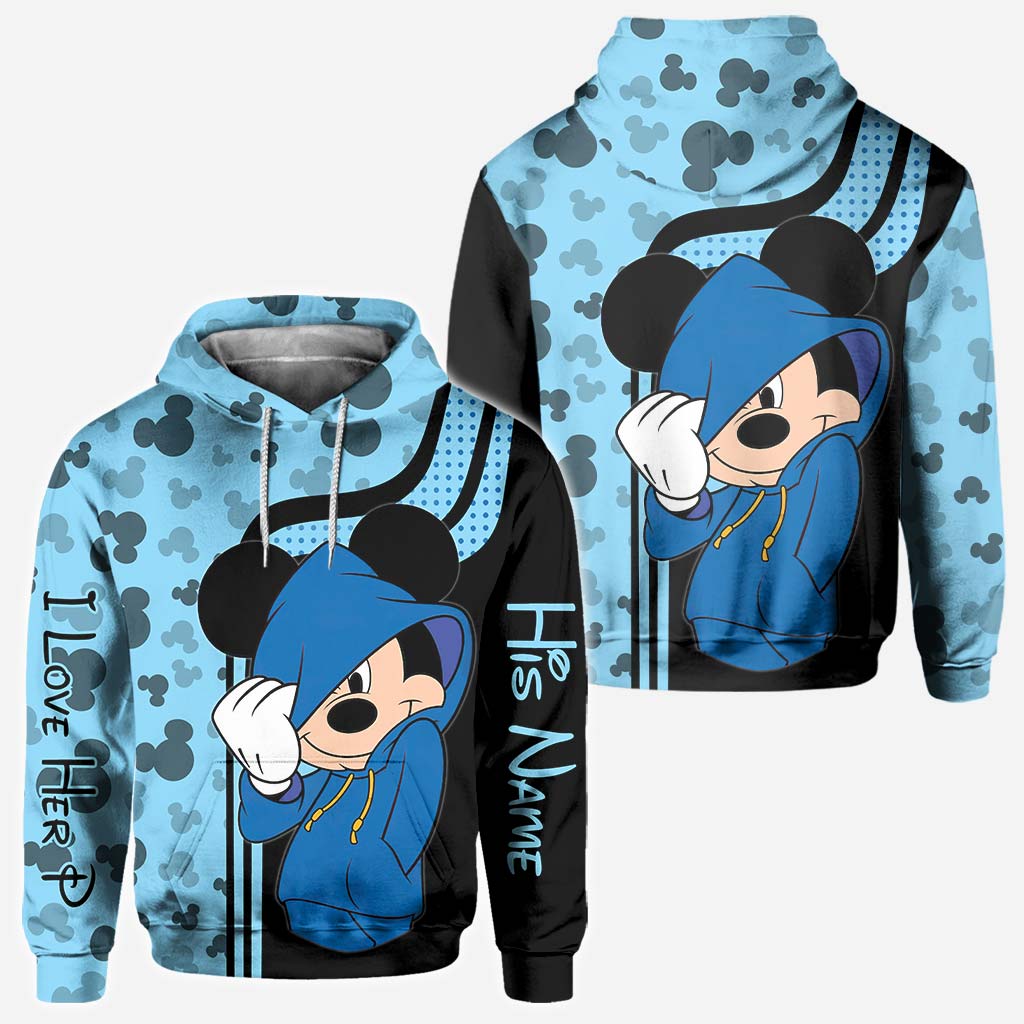Personalized Mickey Mouse Hoodie Custom Name Gift for Couples All Over Shirt GradoCreations