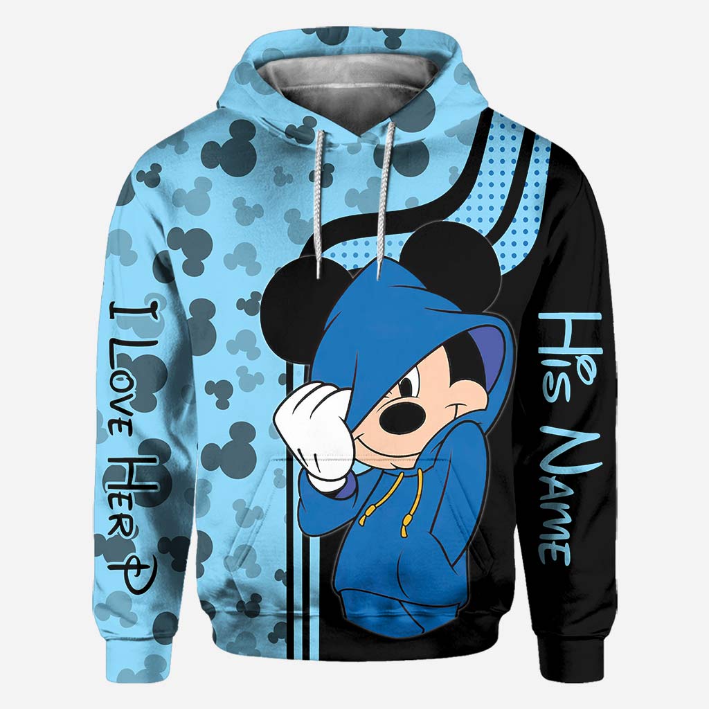 Personalized Mickey Mouse Hoodie Custom Name Gift for Couples All Over Shirt GradoCreations