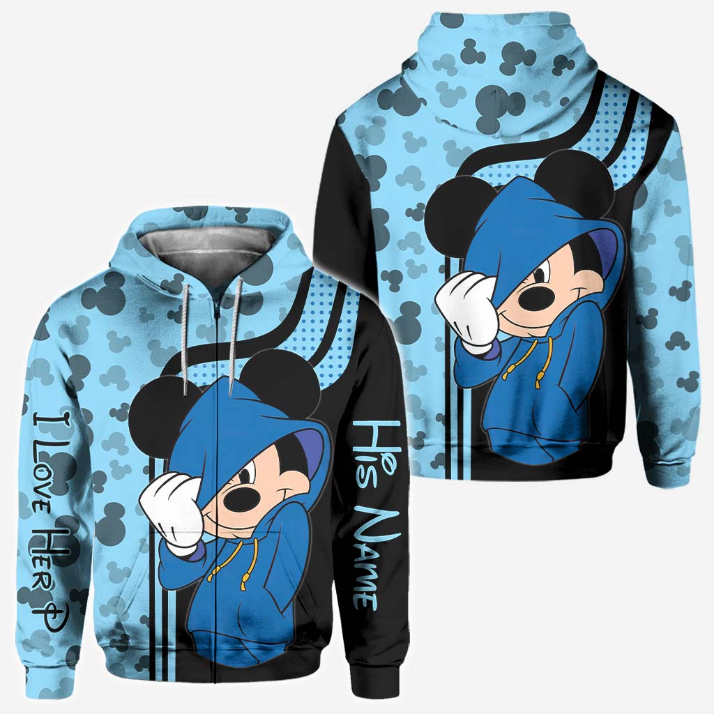 Personalized Mickey Mouse Hoodie Custom Name Gift for Couples All Over Shirt GradoCreations