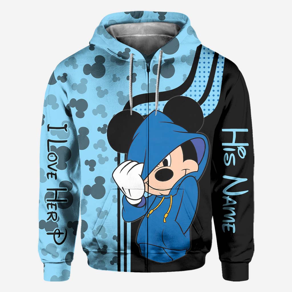 Personalized Mickey Mouse Hoodie Custom Name Gift for Couples All Over Shirt GradoCreations