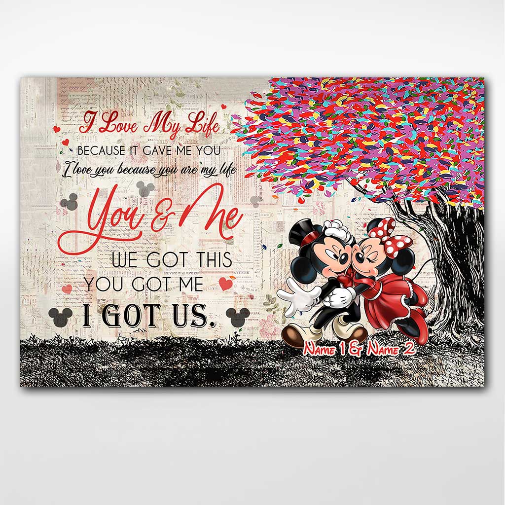 Personalized Couple Poster You & Me Custom Names Gift for Anniversary Canvas and Poster GradoCreations