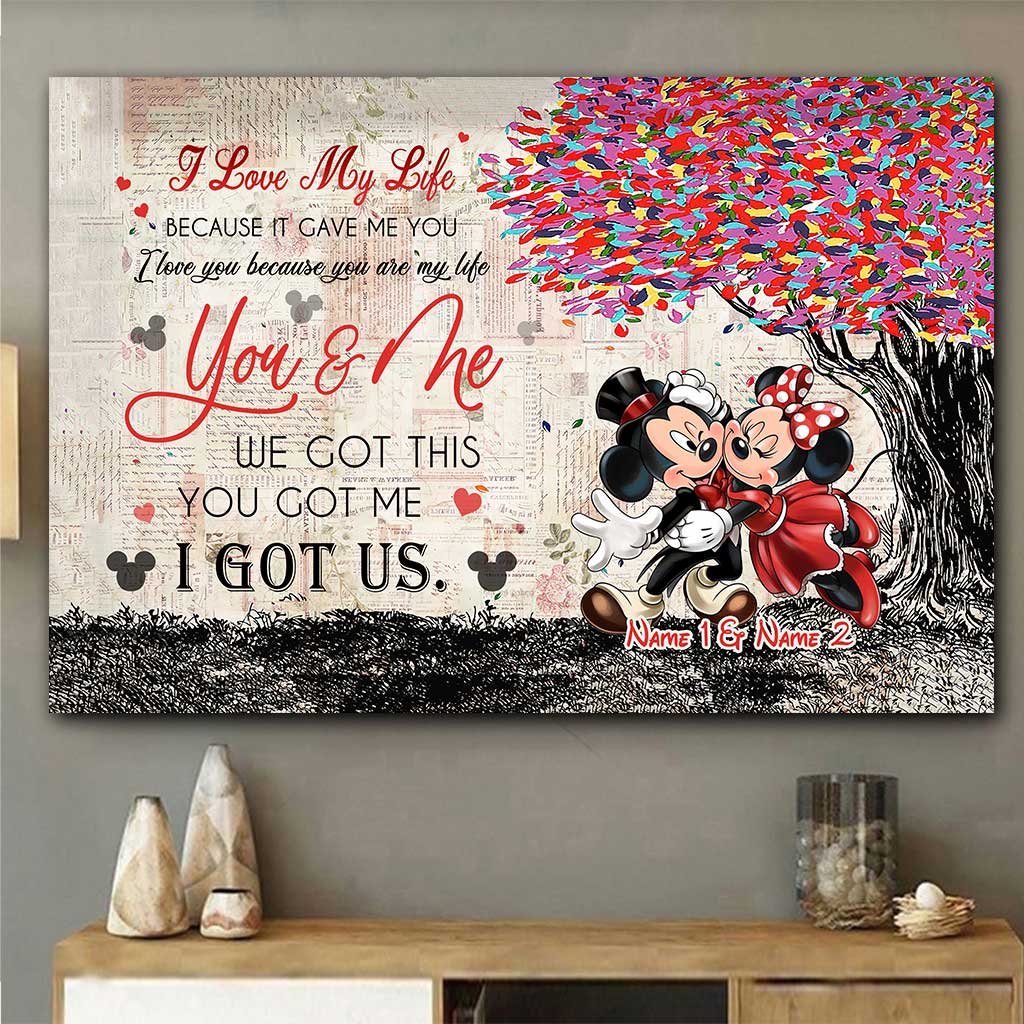 Personalized Couple Poster You & Me Custom Names Gift for Anniversary Canvas and Poster GradoCreations
