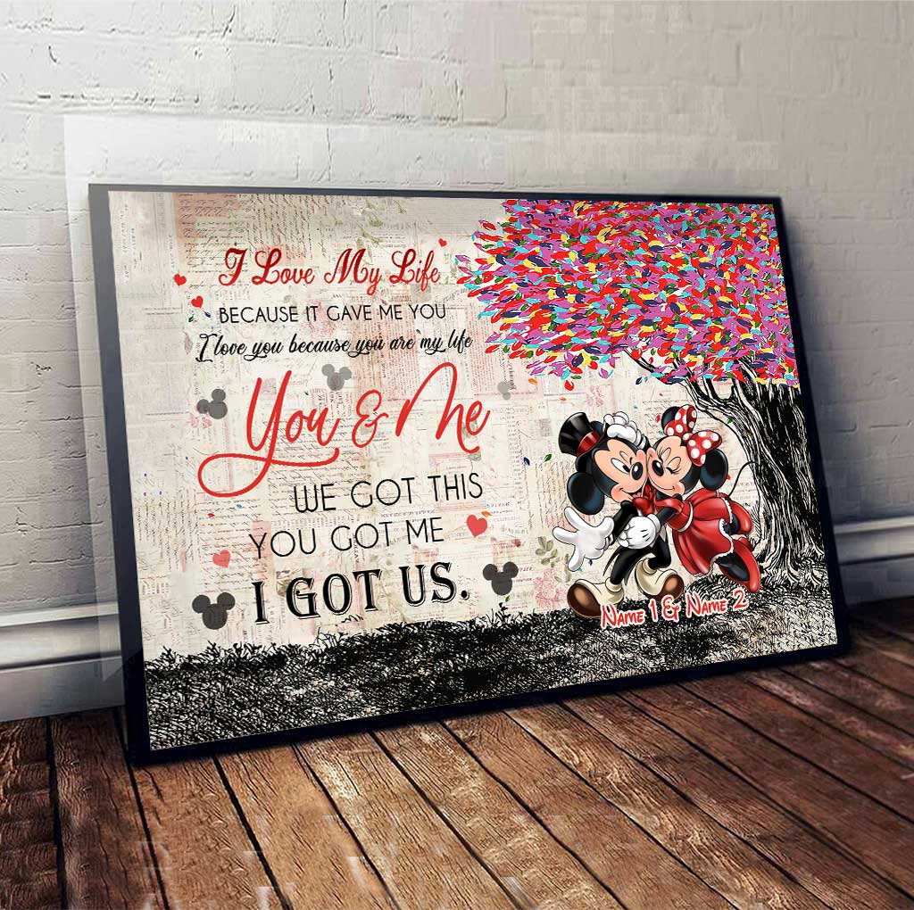 Personalized Couple Poster You & Me Custom Names Gift for Anniversary Canvas and Poster GradoCreations