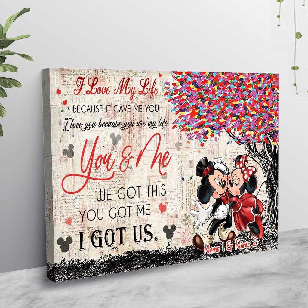 Personalized Couple Poster You & Me Custom Names Gift for Anniversary Canvas and Poster GradoCreations