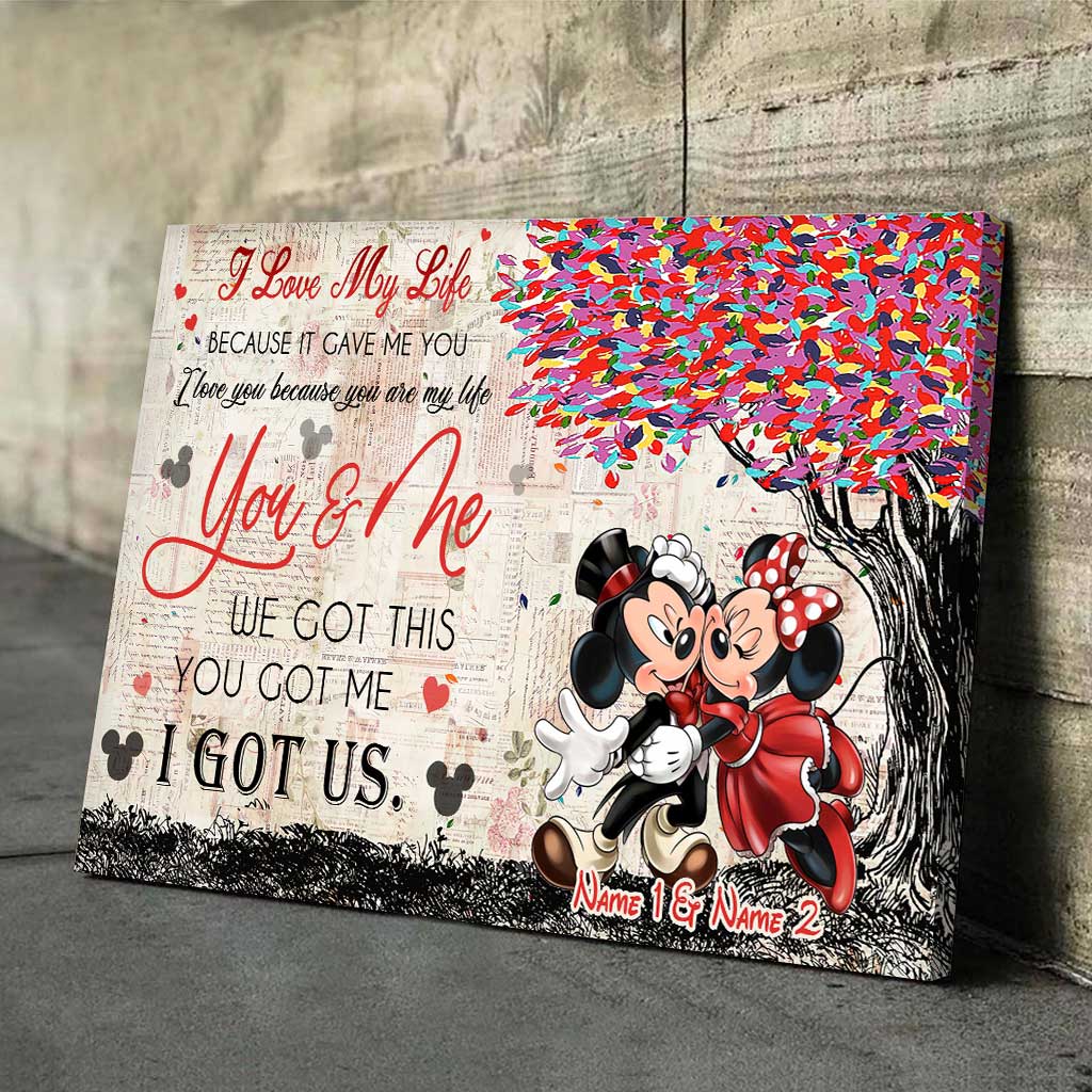 Personalized Couple Poster You & Me Custom Names Gift for Anniversary Canvas and Poster GradoCreations