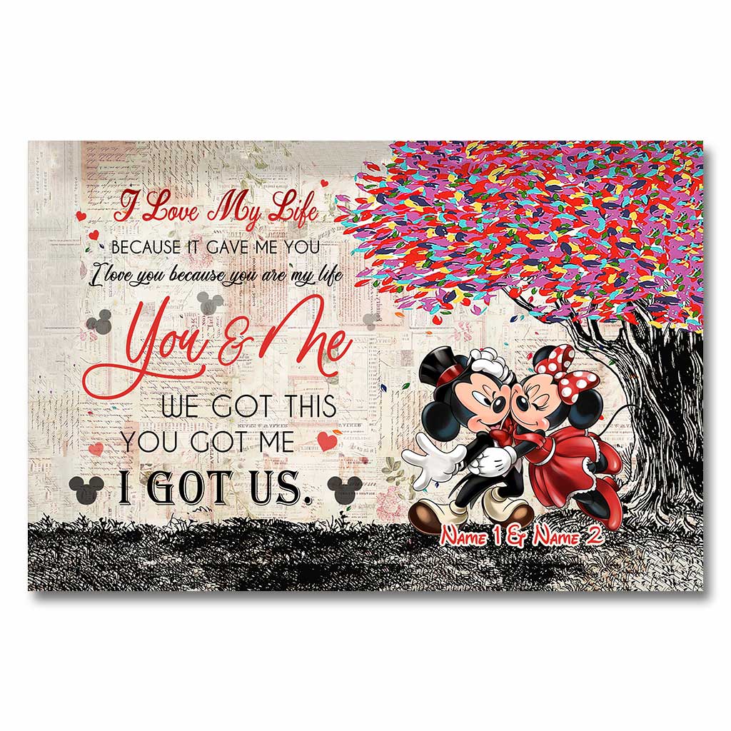 Personalized Couple Poster You & Me Custom Names Gift for Anniversary Canvas and Poster GradoCreations