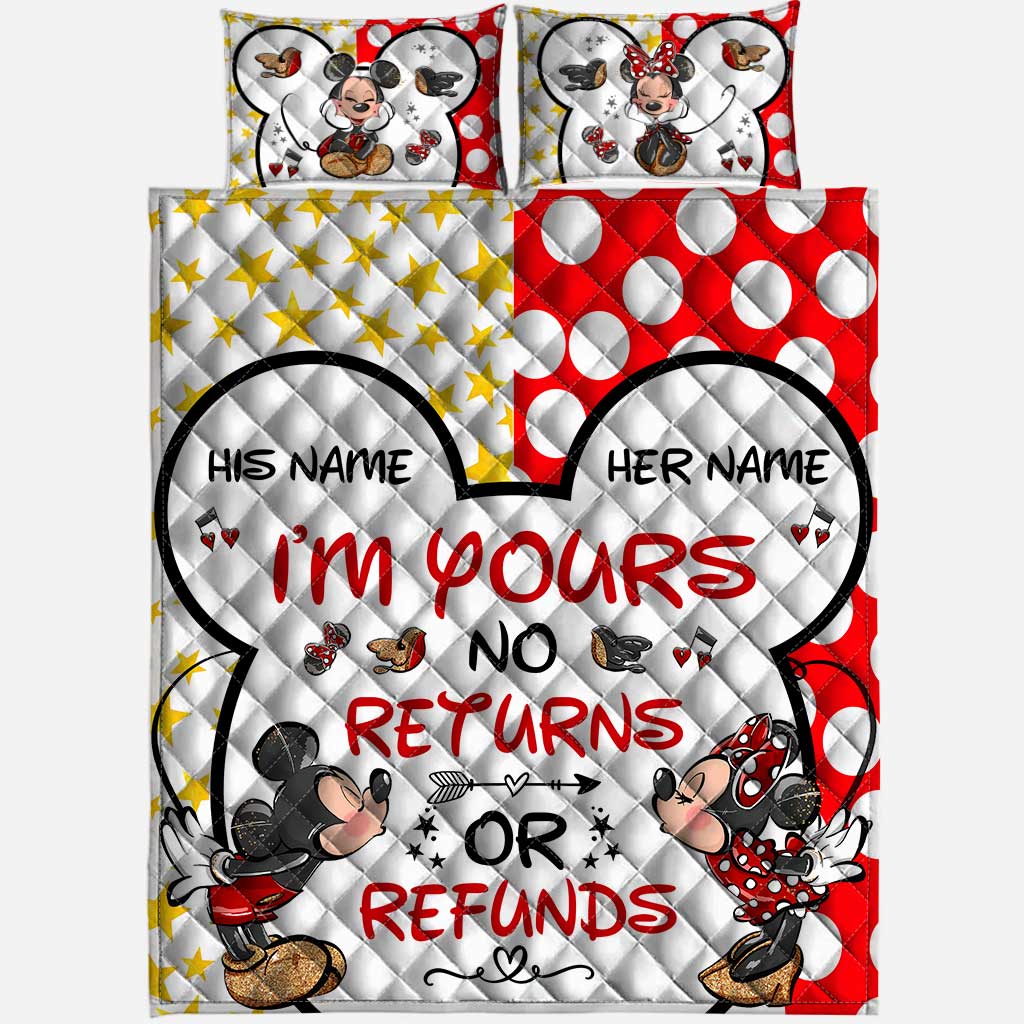 Personalized Mickey Mouse Quilt Set Custom Names Couple Gift Quilt Set GradoCreations