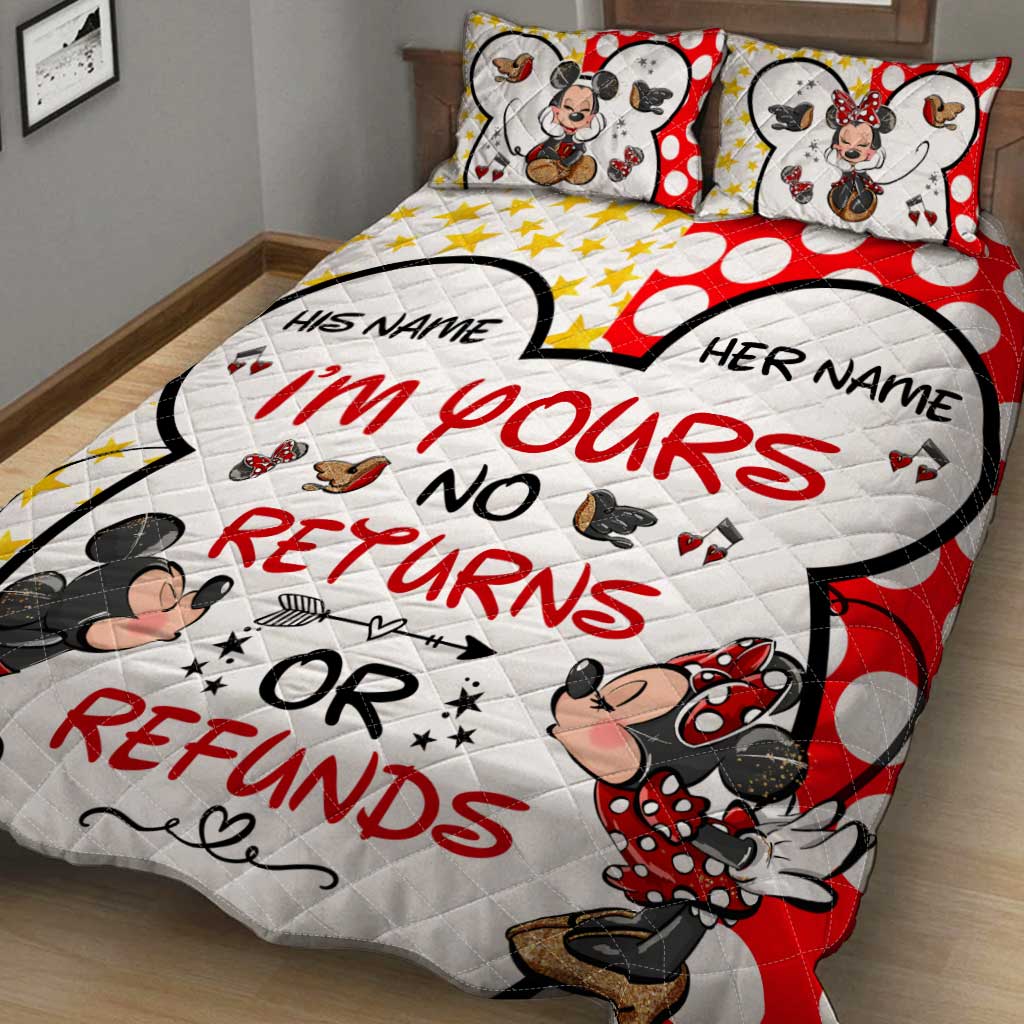Personalized Mickey Mouse Quilt Set Custom Names Couple Gift Quilt Set GradoCreations