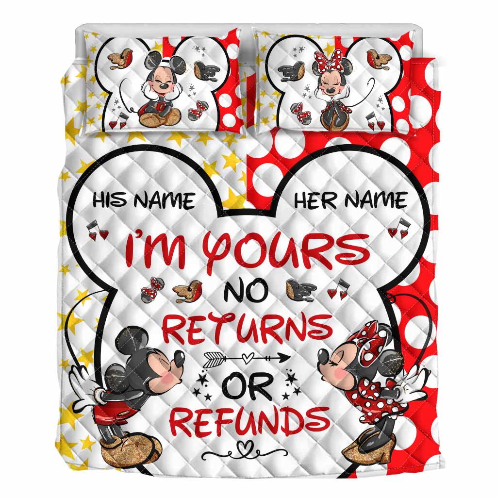 Personalized Mickey Mouse Quilt Set Custom Names Couple Gift Quilt Set GradoCreations