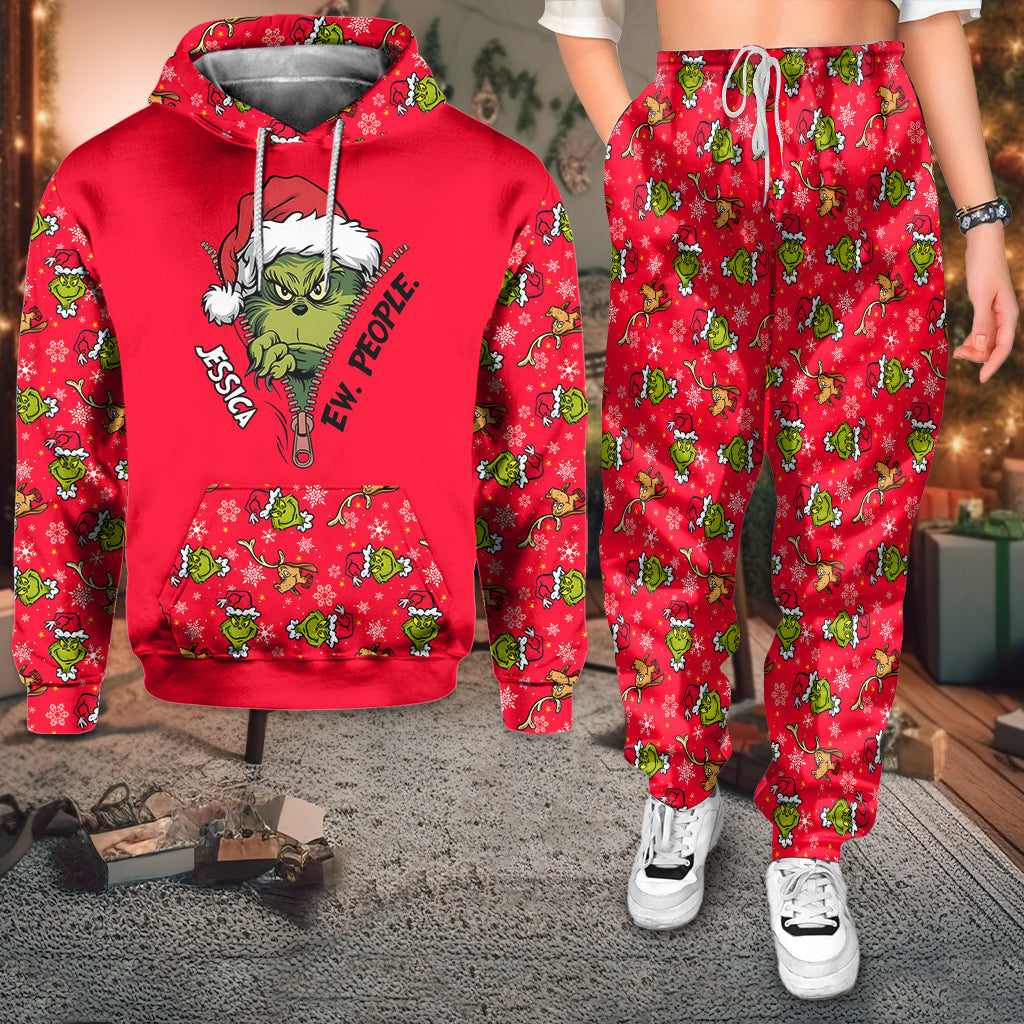 Personalized Ew People Christmas Hoodie & Sweatpants Set Hoodie & Sweatpants GradoCreations