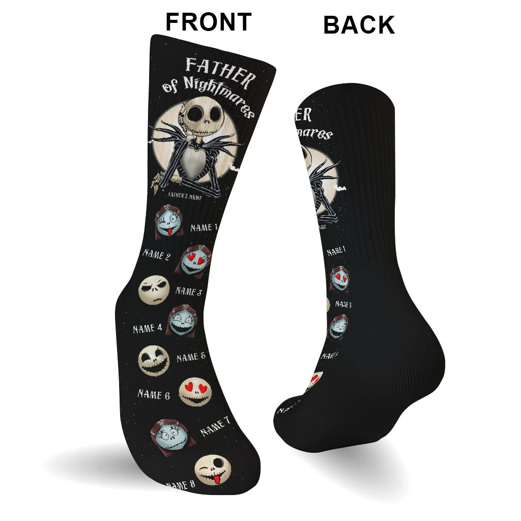 Personalized Nightmare Socks for Dad Custom Names Father's Day Gift Socks GradoCreations