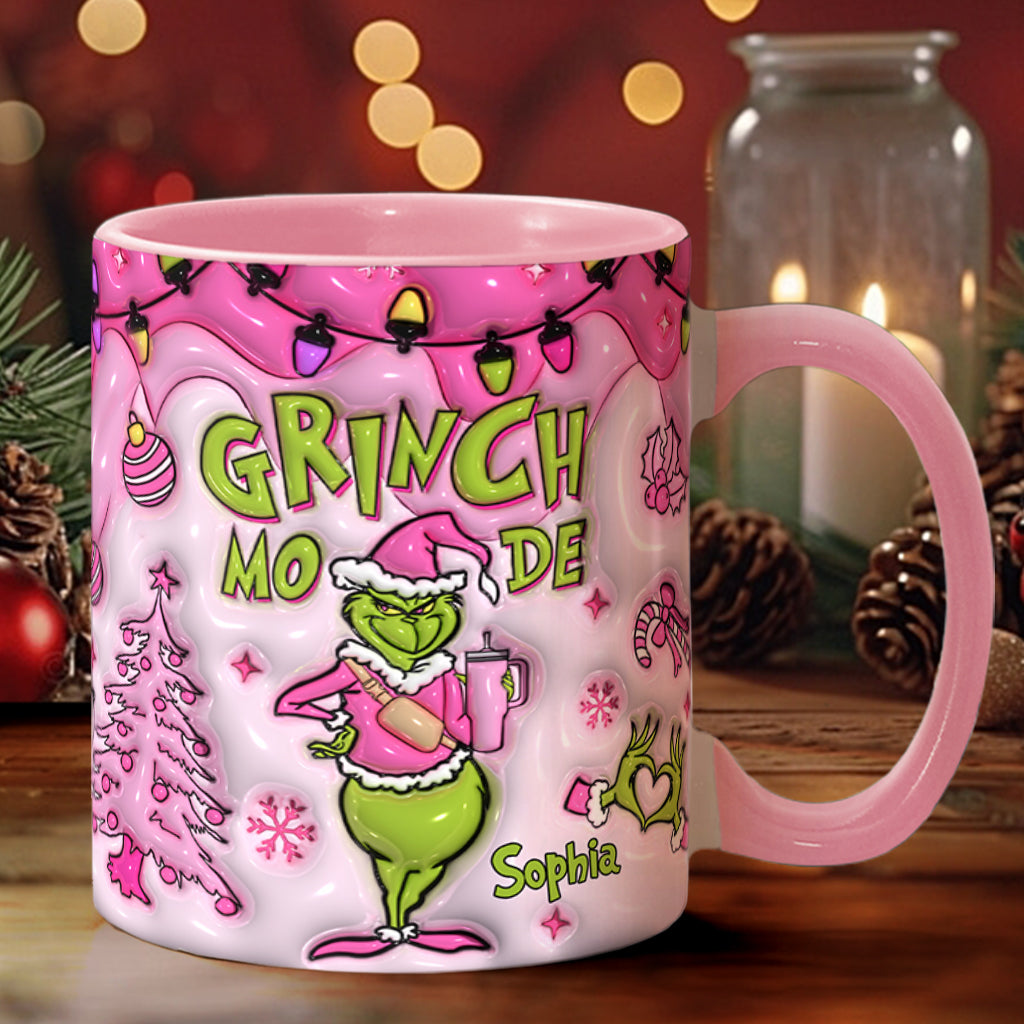 Personalized Grinch Mode Accent Mug Custom Name Gift for Christmas Accent Mug GradoCreations