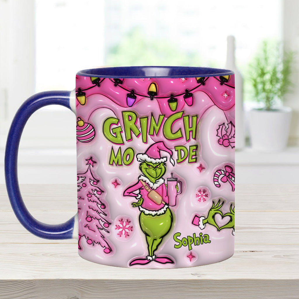 Personalized Grinch Mode Accent Mug Custom Name Gift for Christmas Accent Mug GradoCreations
