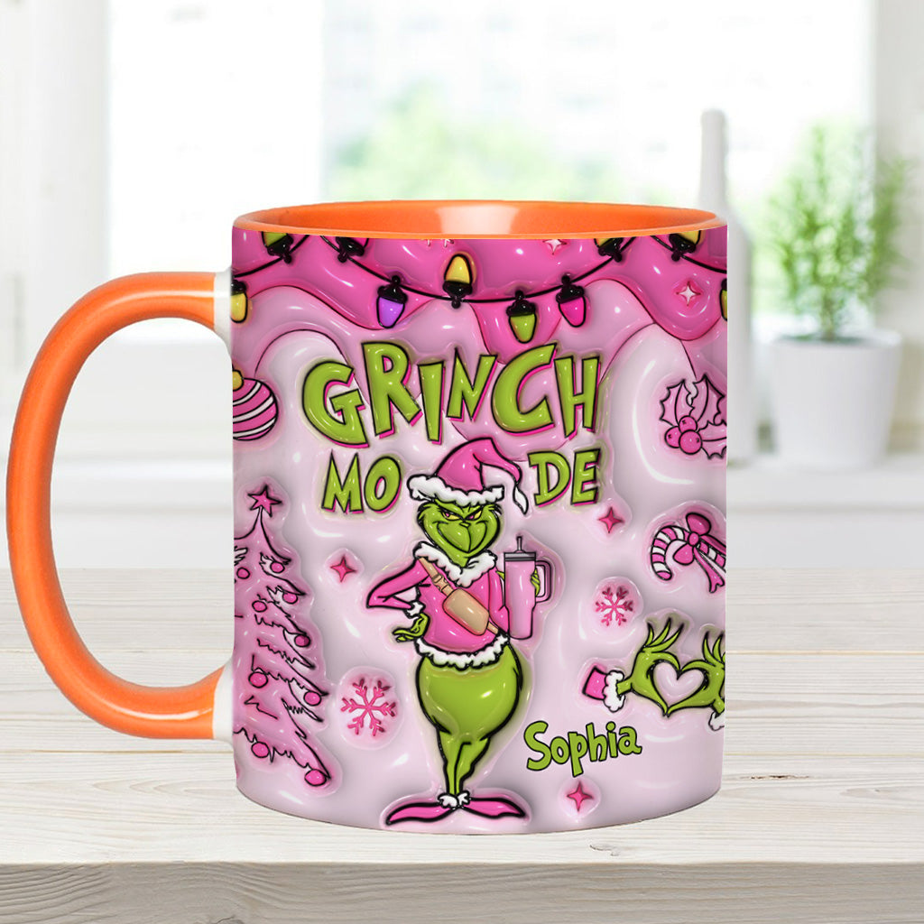 Personalized Grinch Mode Accent Mug Custom Name Gift for Christmas Accent Mug GradoCreations