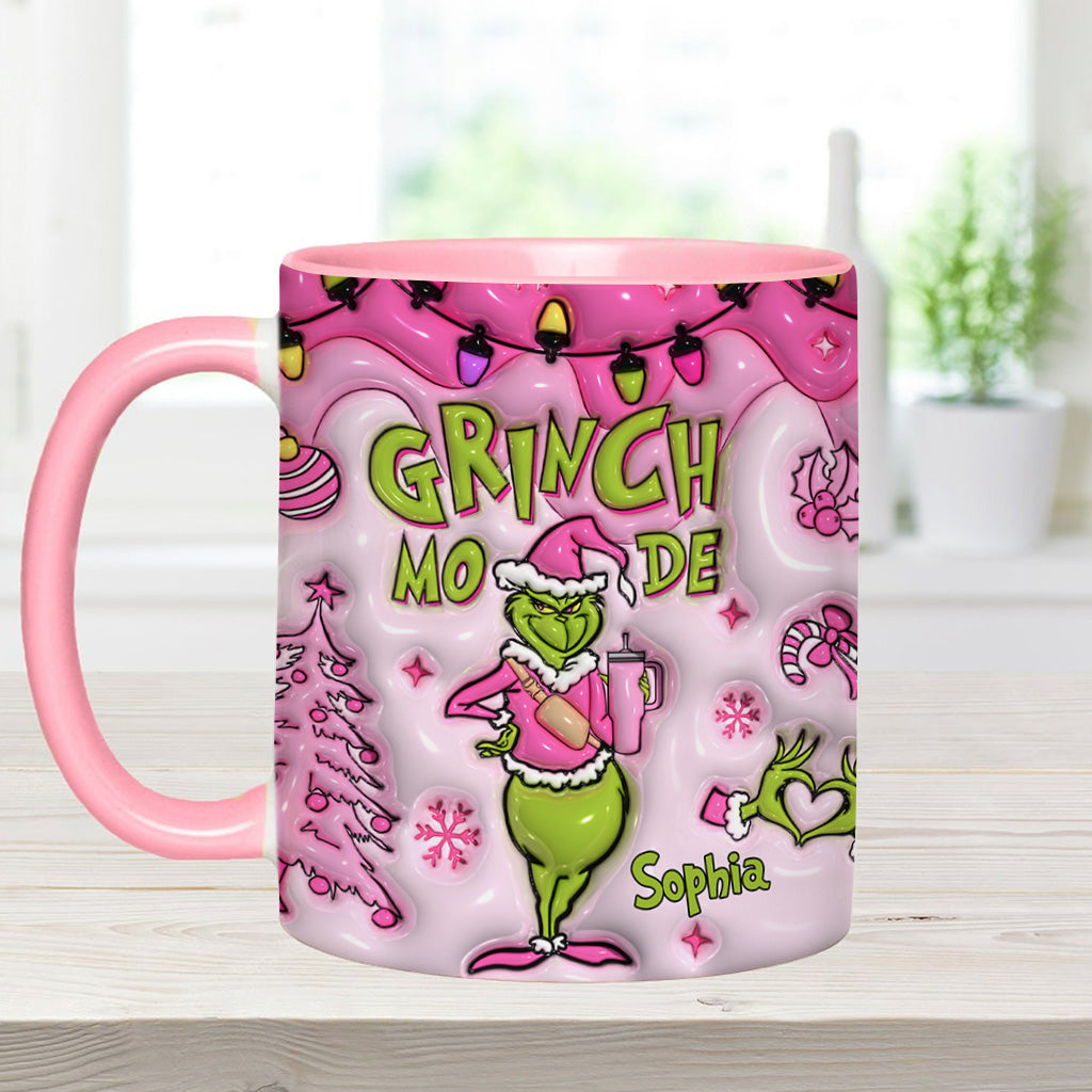 Personalized Grinch Mode Accent Mug Custom Name Gift for Christmas Accent Mug GradoCreations