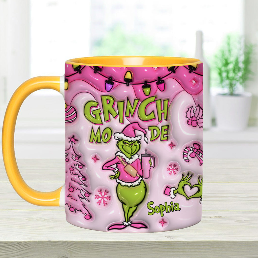 Personalized Grinch Mode Accent Mug Custom Name Gift for Christmas Accent Mug GradoCreations