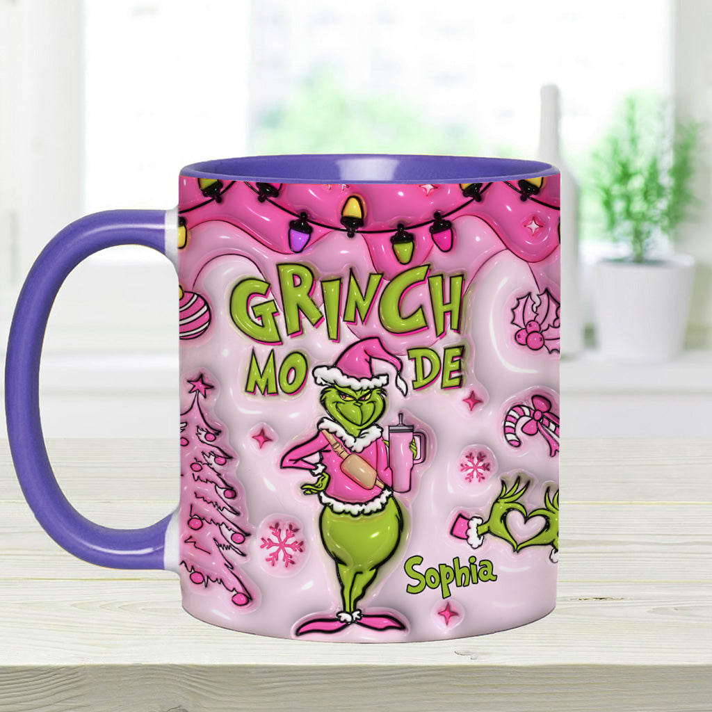 Personalized Grinch Mode Accent Mug Custom Name Gift for Christmas Accent Mug GradoCreations