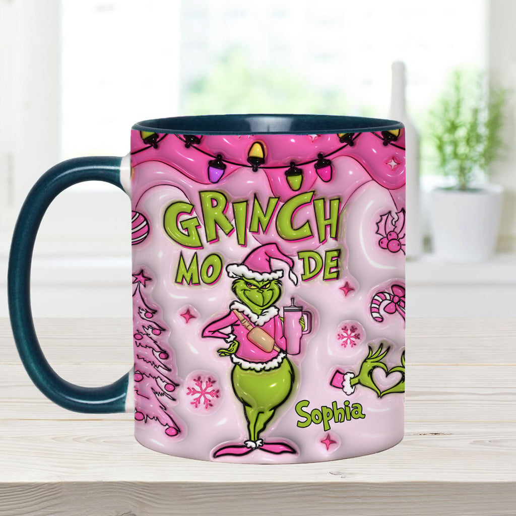 Personalized Grinch Mode Accent Mug Custom Name Gift for Christmas Accent Mug GradoCreations